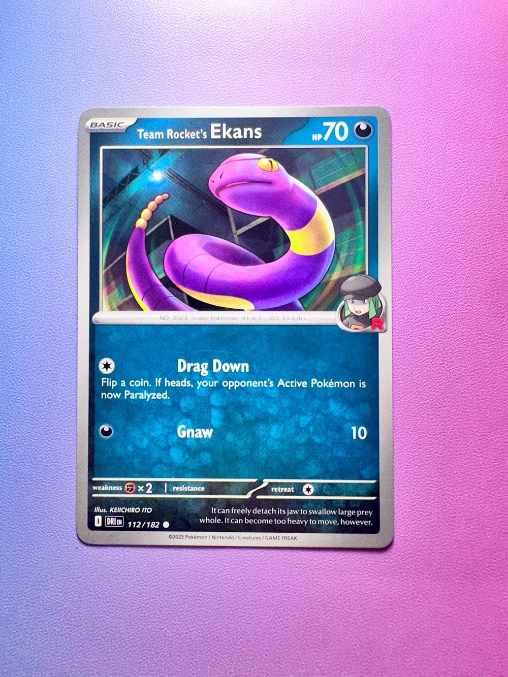 team rocket’s ekans - 112/182 (common) — pokemon: destined rivals